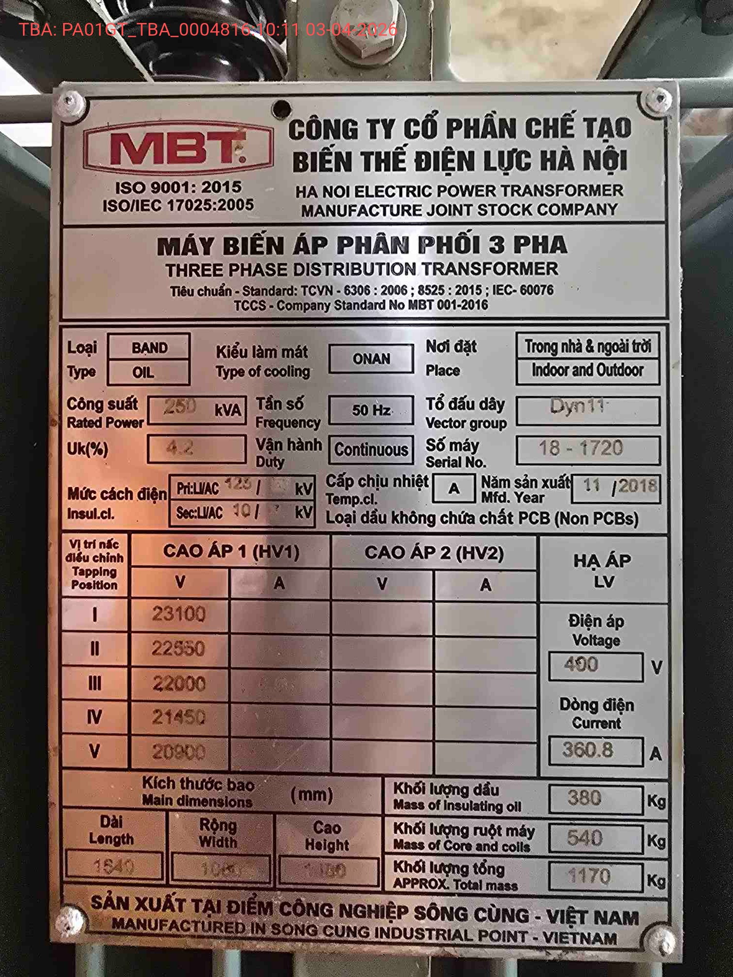 Mác máy MBT